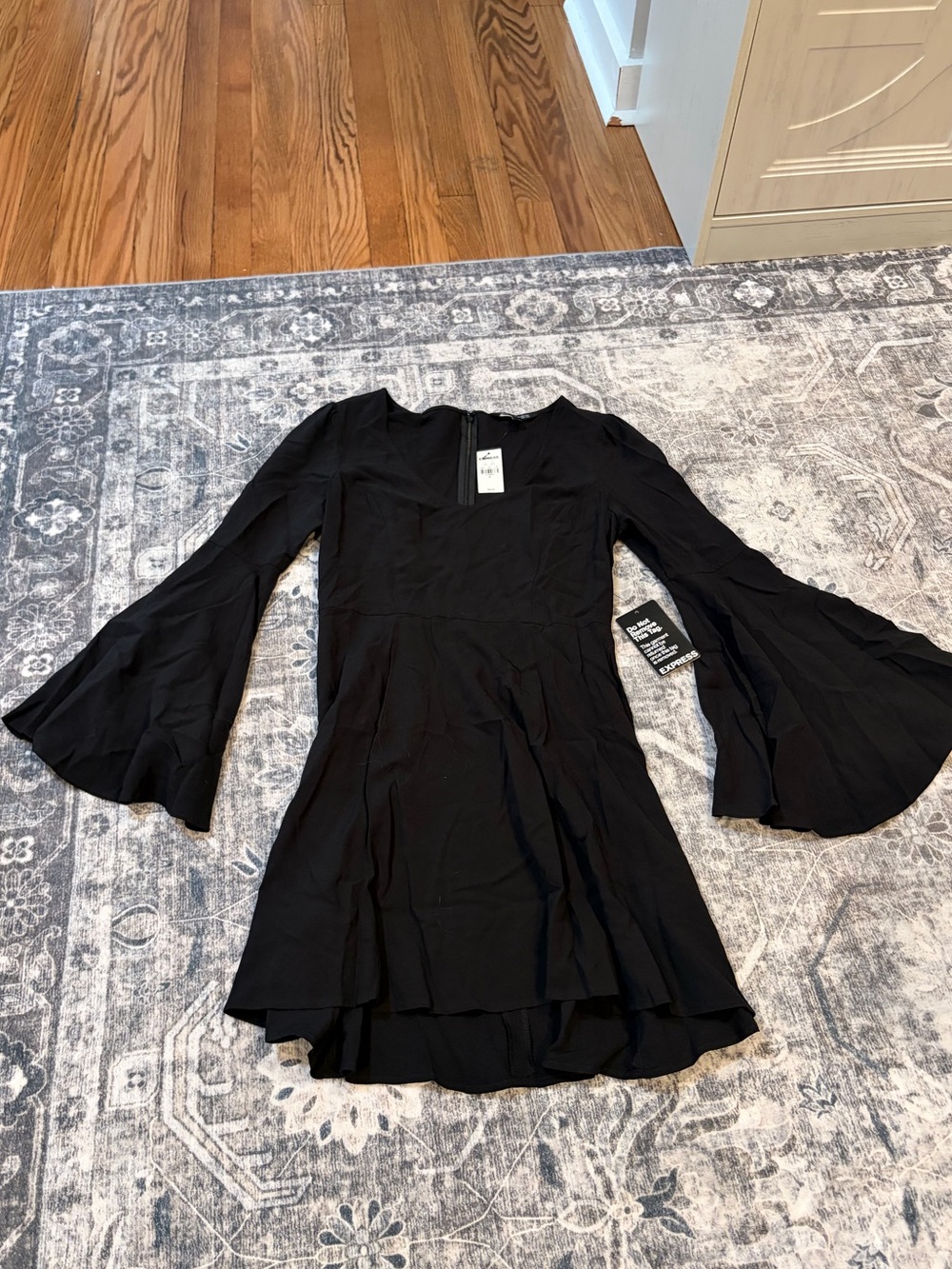 Express Black Bell Sleeve Midi Dress